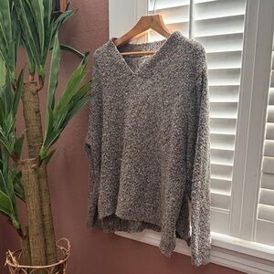Vintage style Cozy mixed neutrals  V-Neck Women's Sweater
